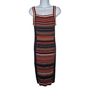 Karen Millen | Dresses | Karen Millen Black And White Knit Bodycon  Geometric Strip Midi Dress Xs | Poshmark